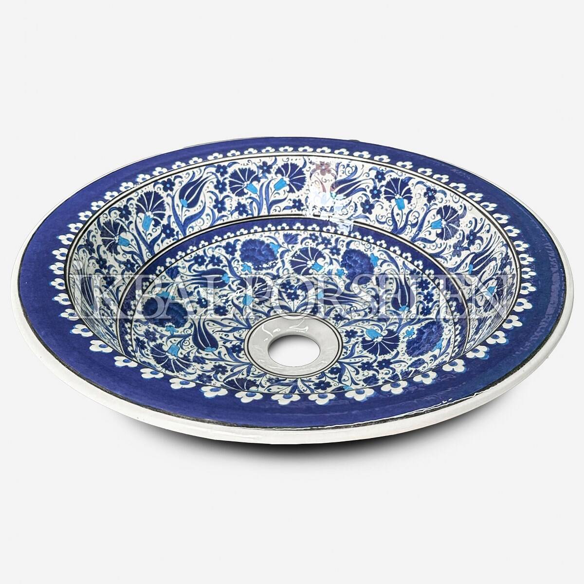 Tezgahüstü Lavabo - El Yapımı Desenli Seramik Lavabo – sink24 - Görsel 3