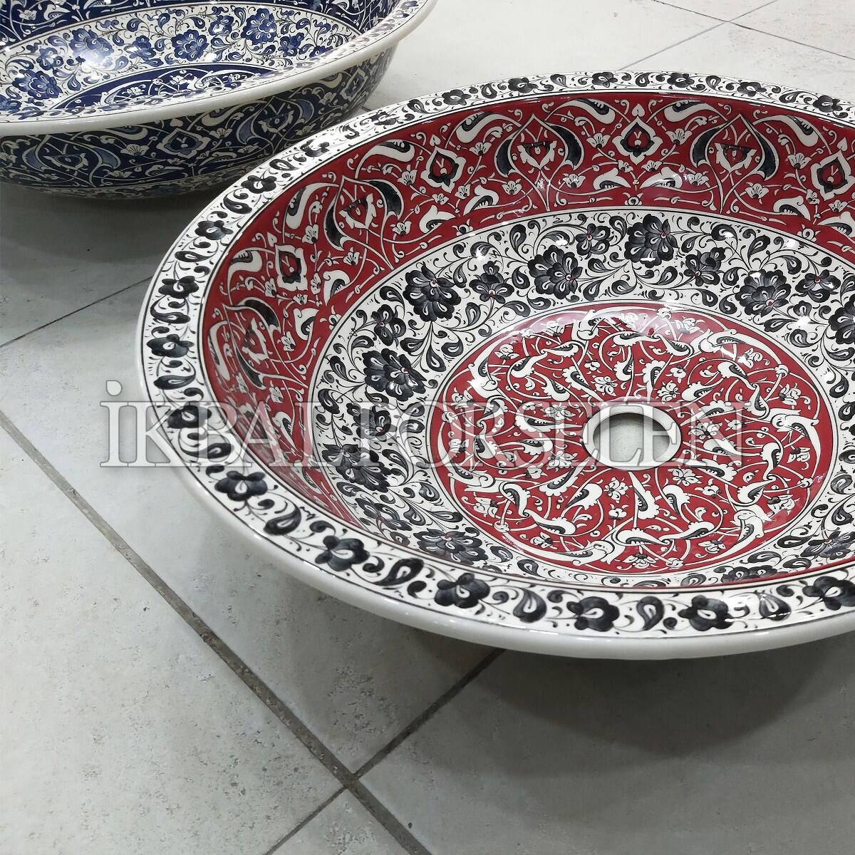 Tezgahüstü Lavabo - El Yapımı Desenli Seramik Lavabo – sink26 - Görsel 3