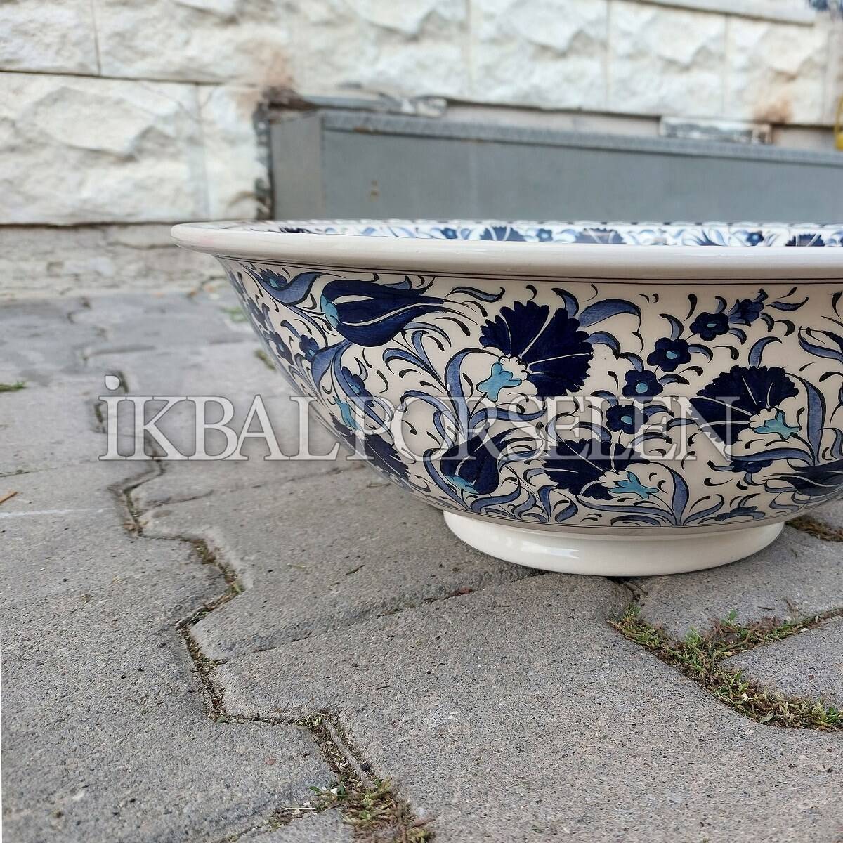 Tezgahüstü Lavabo - El Yapımı Desenli Seramik Lavabo – sink30 - Görsel 2
