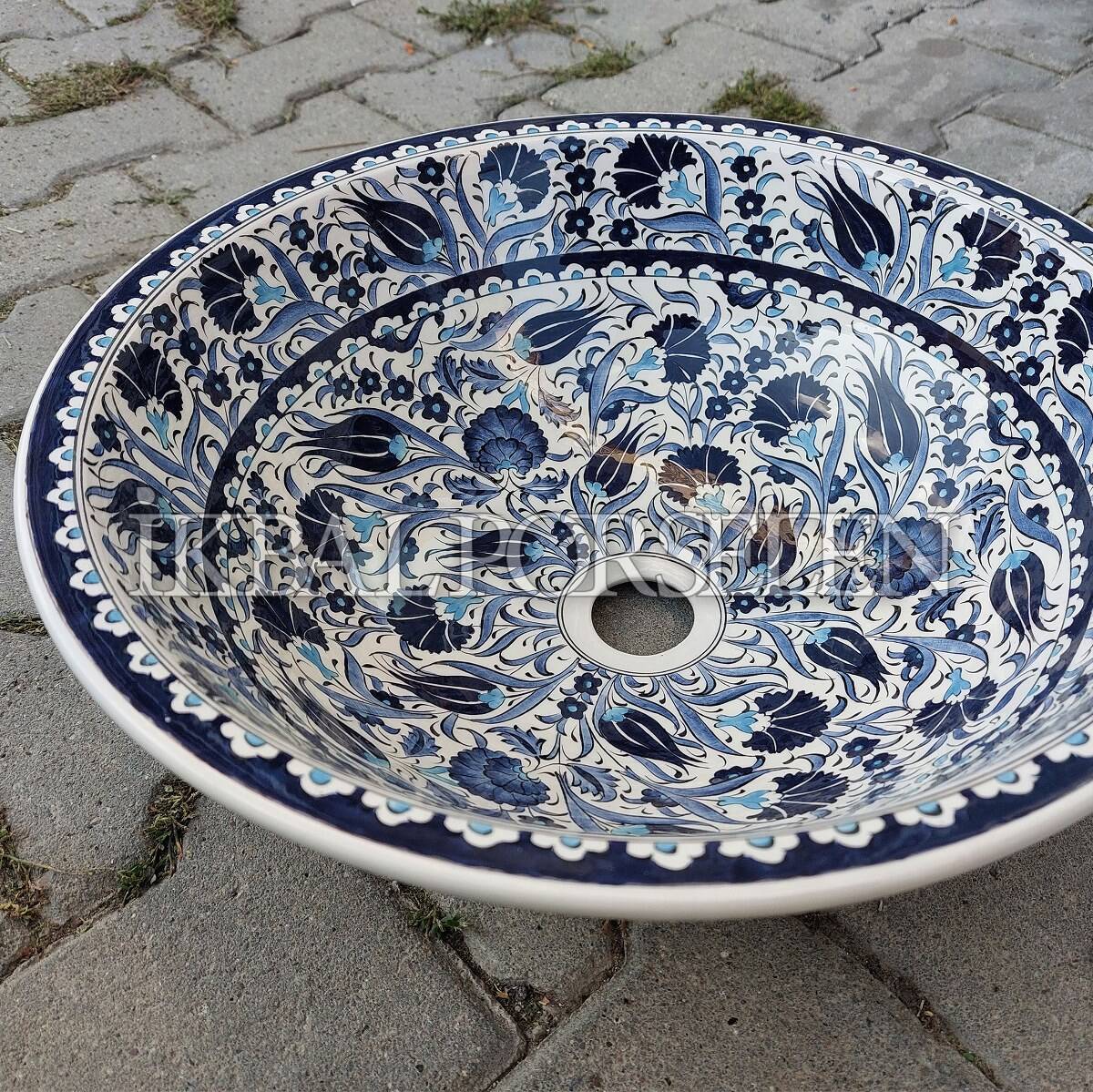 Tezgahüstü Lavabo - El Yapımı Desenli Seramik Lavabo – sink30 - Görsel 3