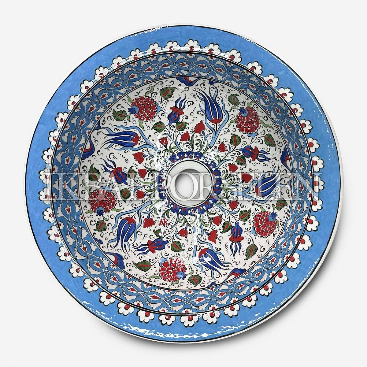 Tezgahüstü Lavabo - El Yapımı Desenli Seramik Lavabo – sink35