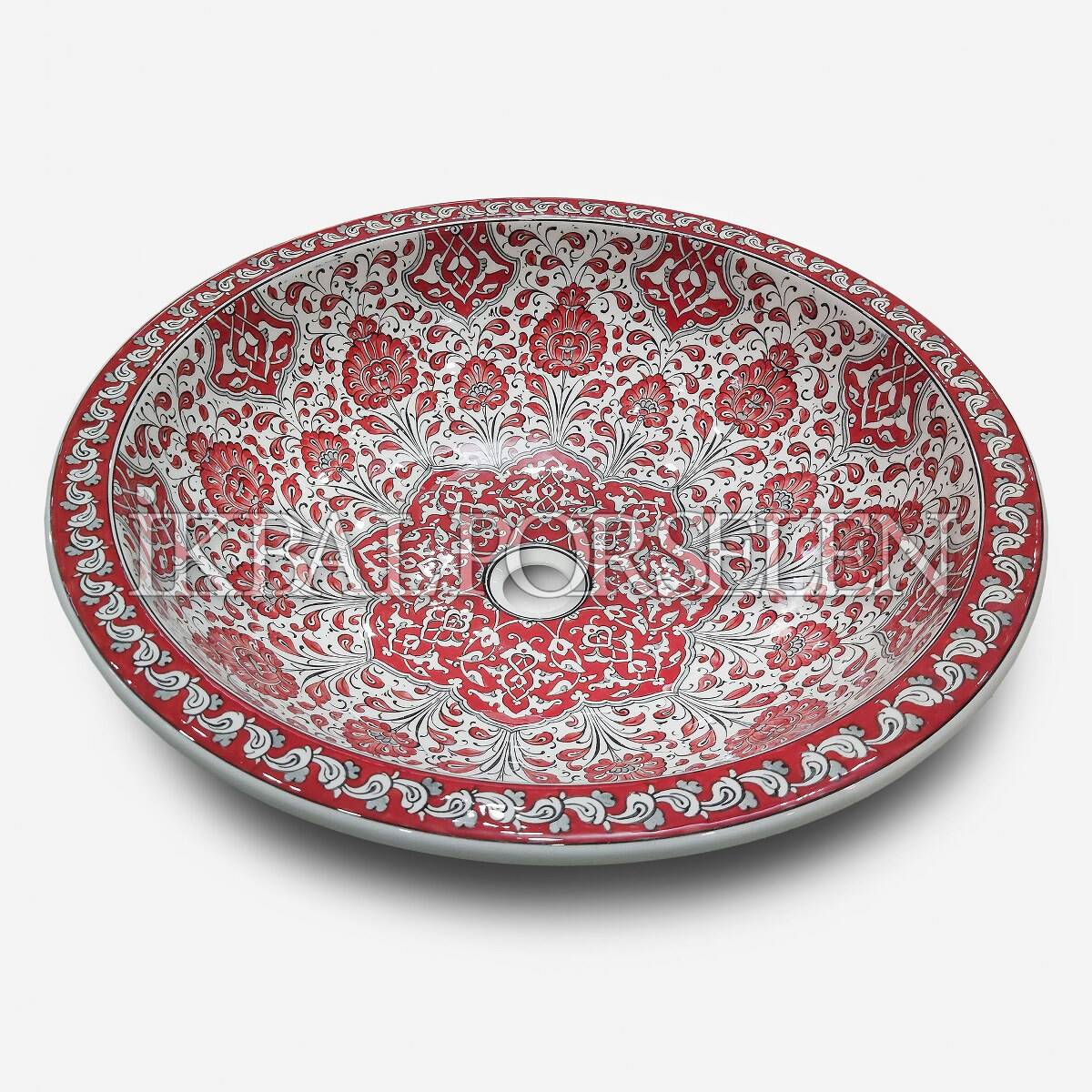 Tezgahüstü Lavabo - El Yapımı Desenli Seramik Lavabo – sink05 - Görsel 3